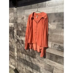 Free People Orange Button Down